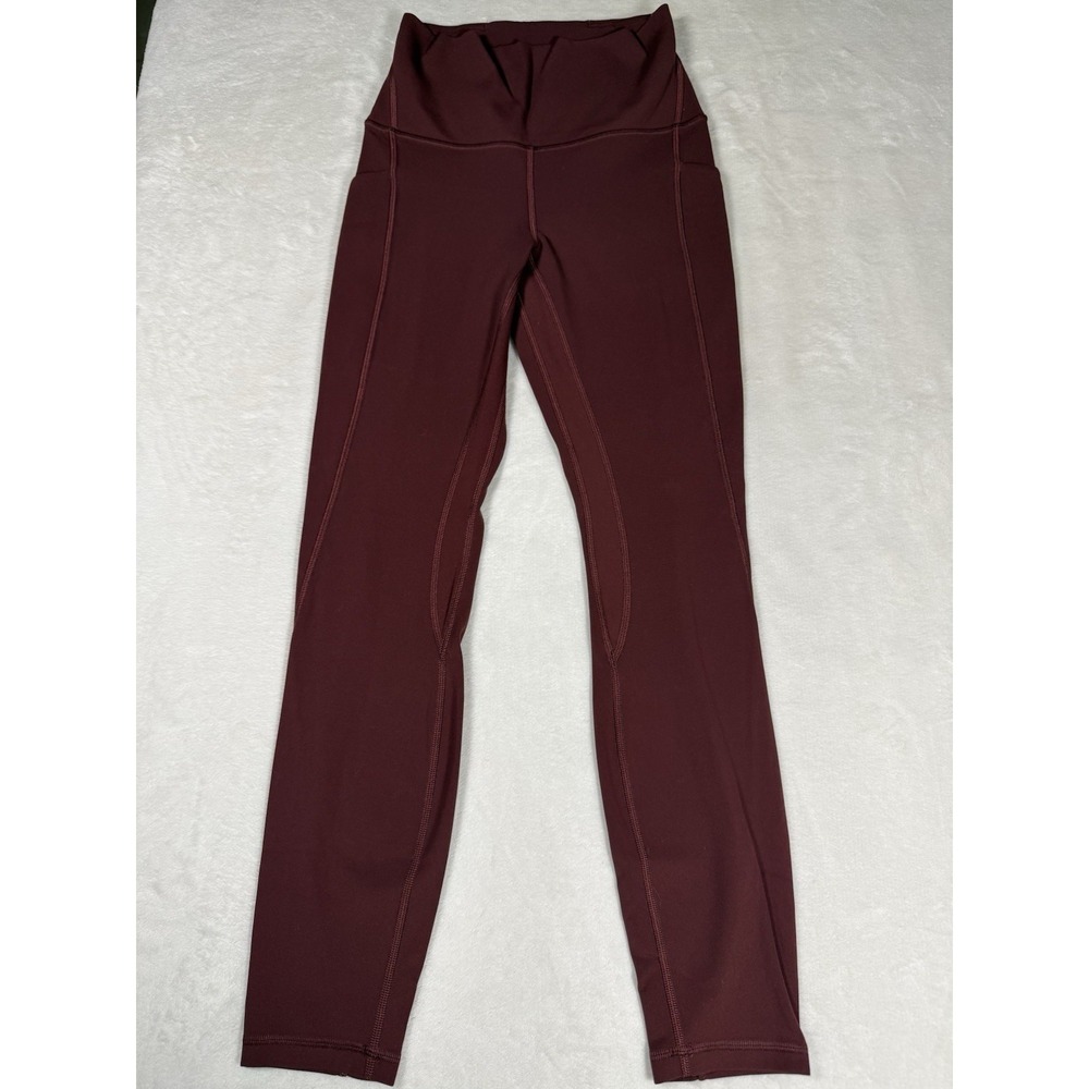 Lululemon Align High Rise Leggings‎ Pockets Burgundy Maroon Women's Size 4